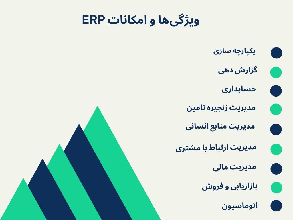 ویژگی‌ها و امکانات ERP